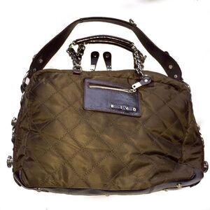 BLVD BROWN QUILTED NYLON &LEATHER SACHEL BAG